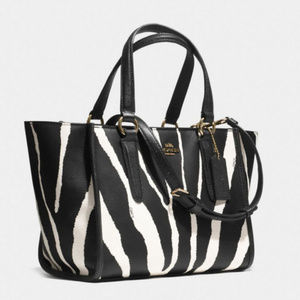 Coach Crosby Mini Carryall in Zebra Print Leather